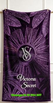 Victoria's Secret Purple Palm VS Logo Flannel Fleece Throw Blanket V025